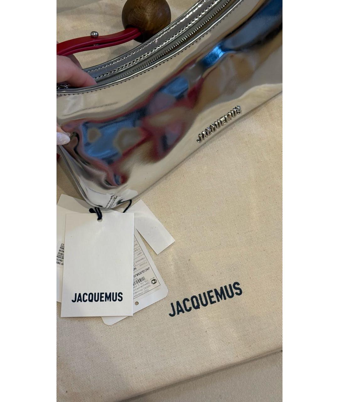 JACQUEMUS Серебряная кожаная сумка через плечо, фото 6