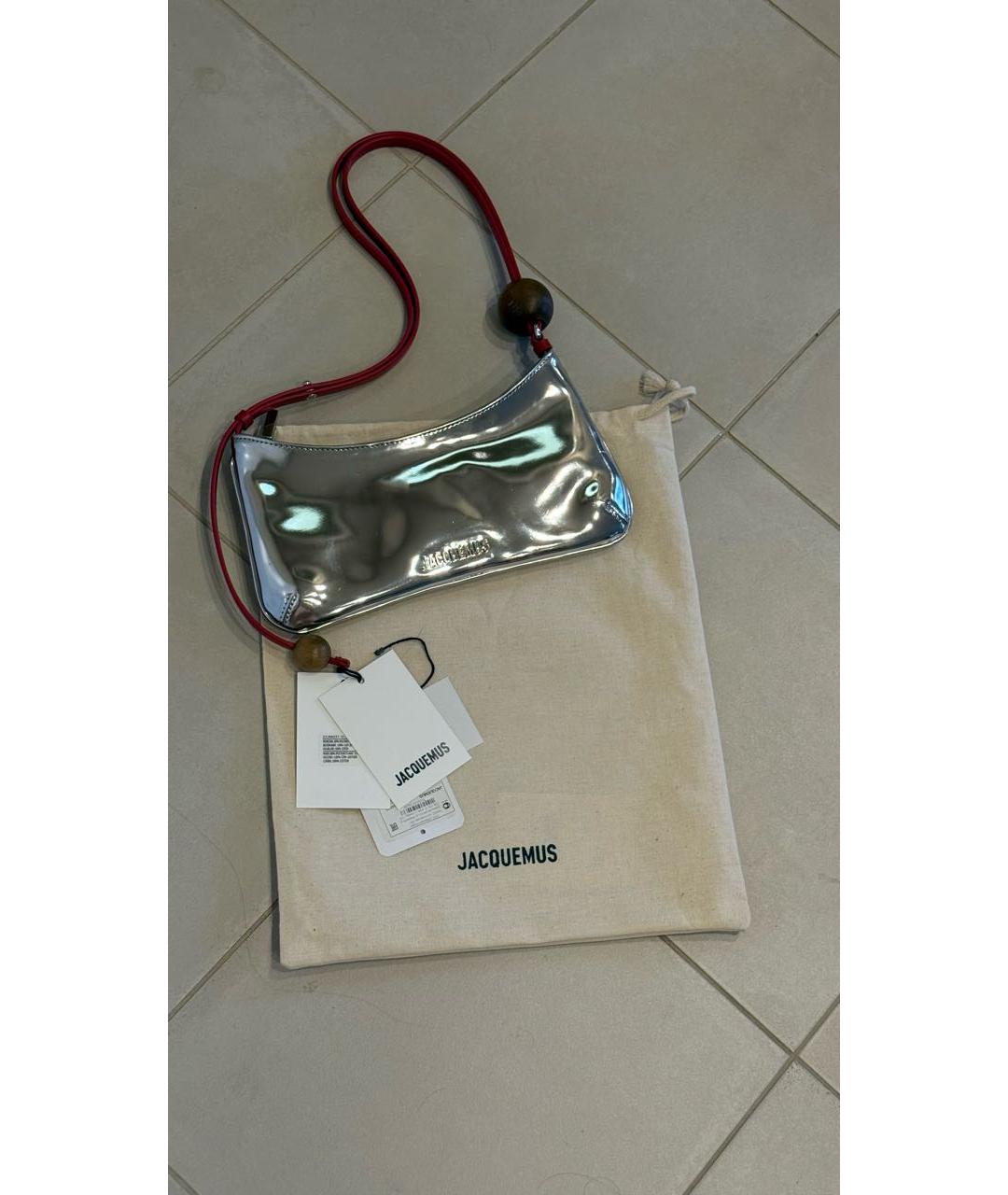 JACQUEMUS Серебряная кожаная сумка через плечо, фото 2