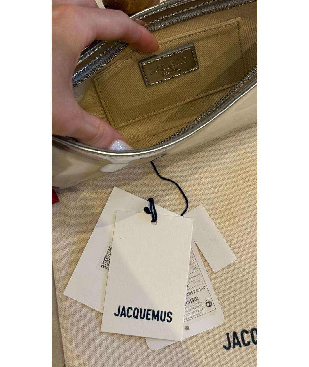 JACQUEMUS Серебряная кожаная сумка через плечо, фото 7