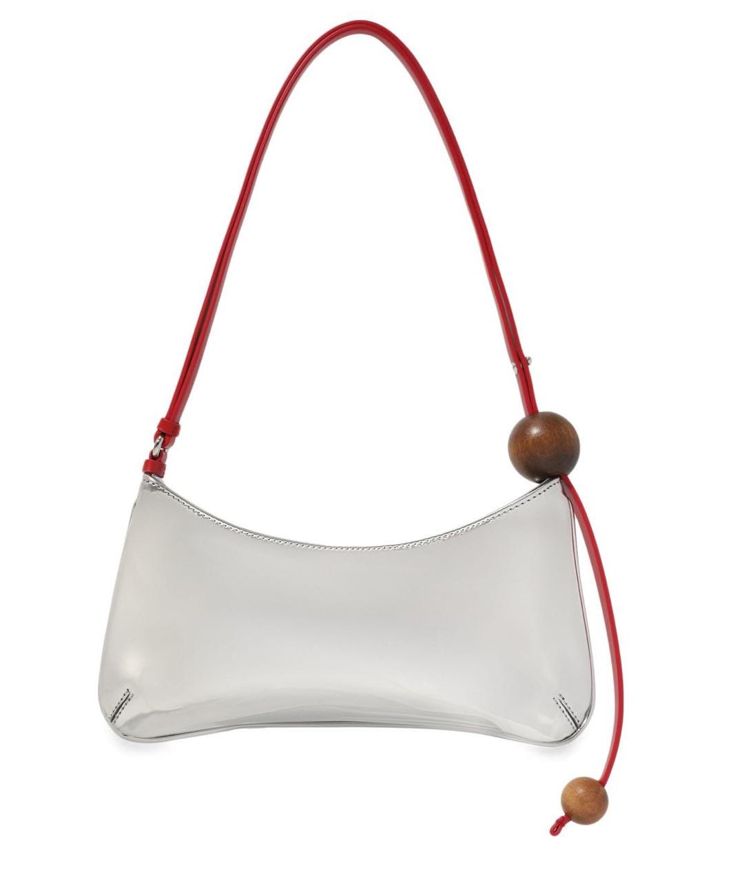 JACQUEMUS Серебряная кожаная сумка через плечо, фото 3