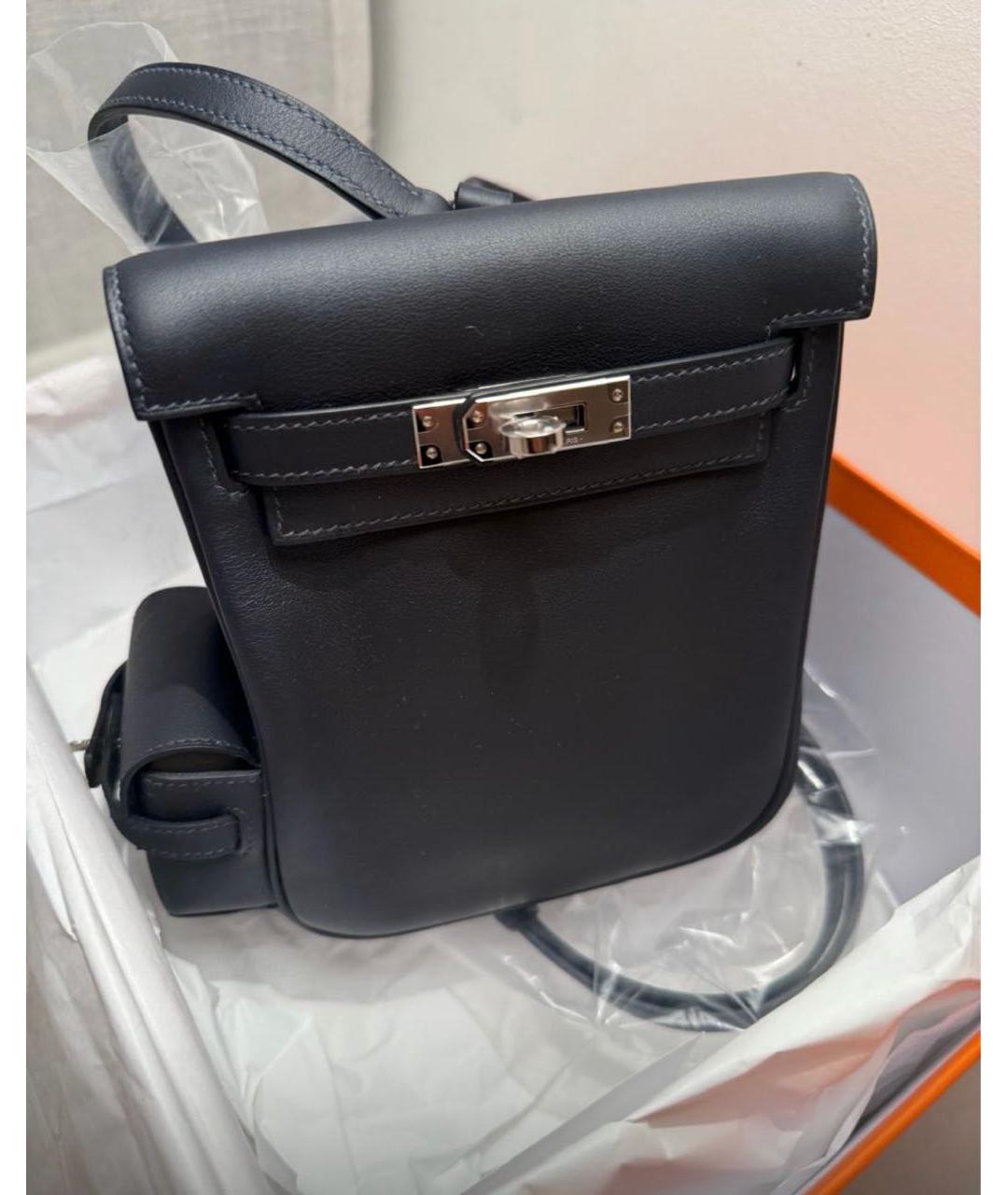 HERMES Черный кожаный рюкзак, фото 4