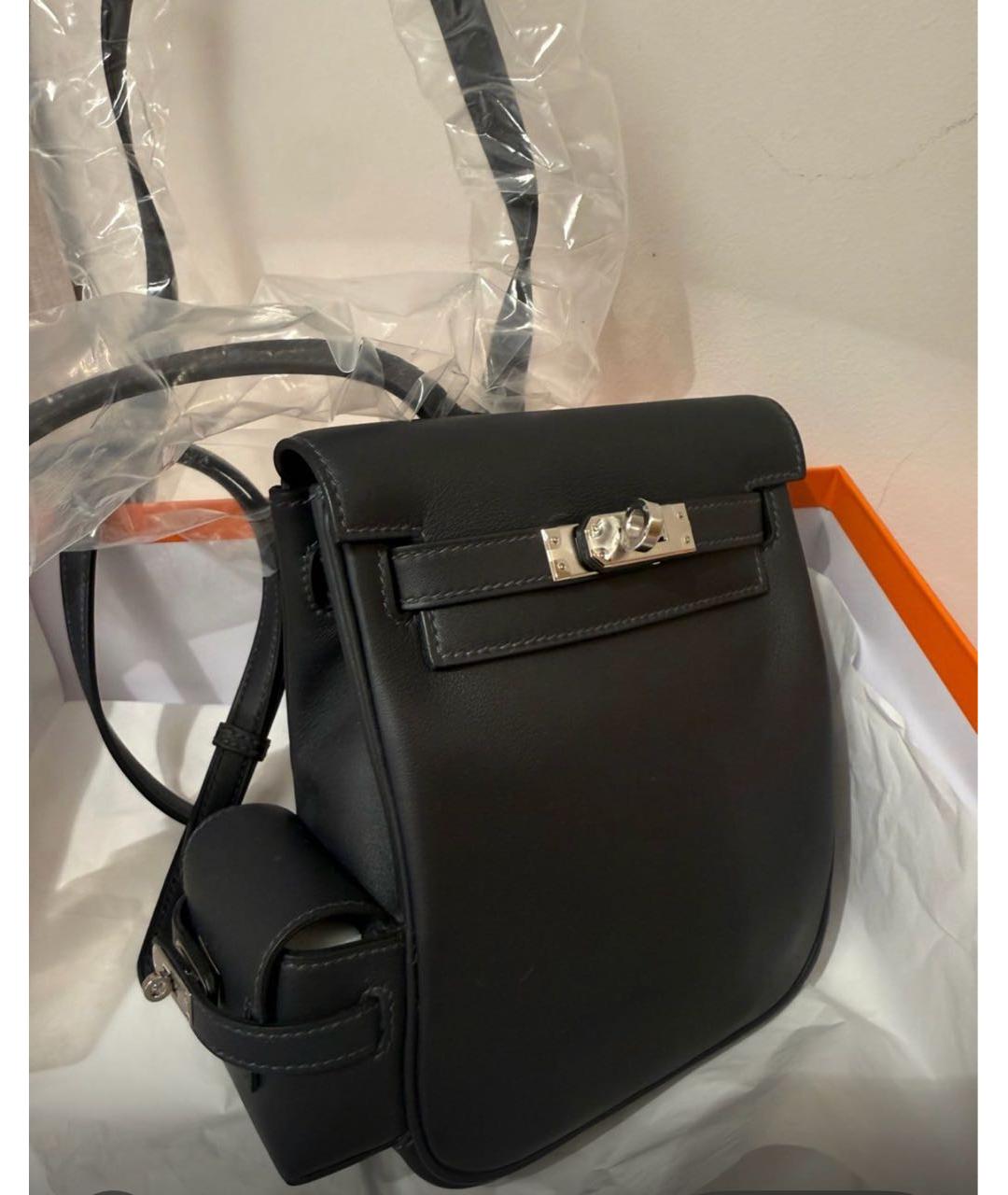 HERMES Черный кожаный рюкзак, фото 2