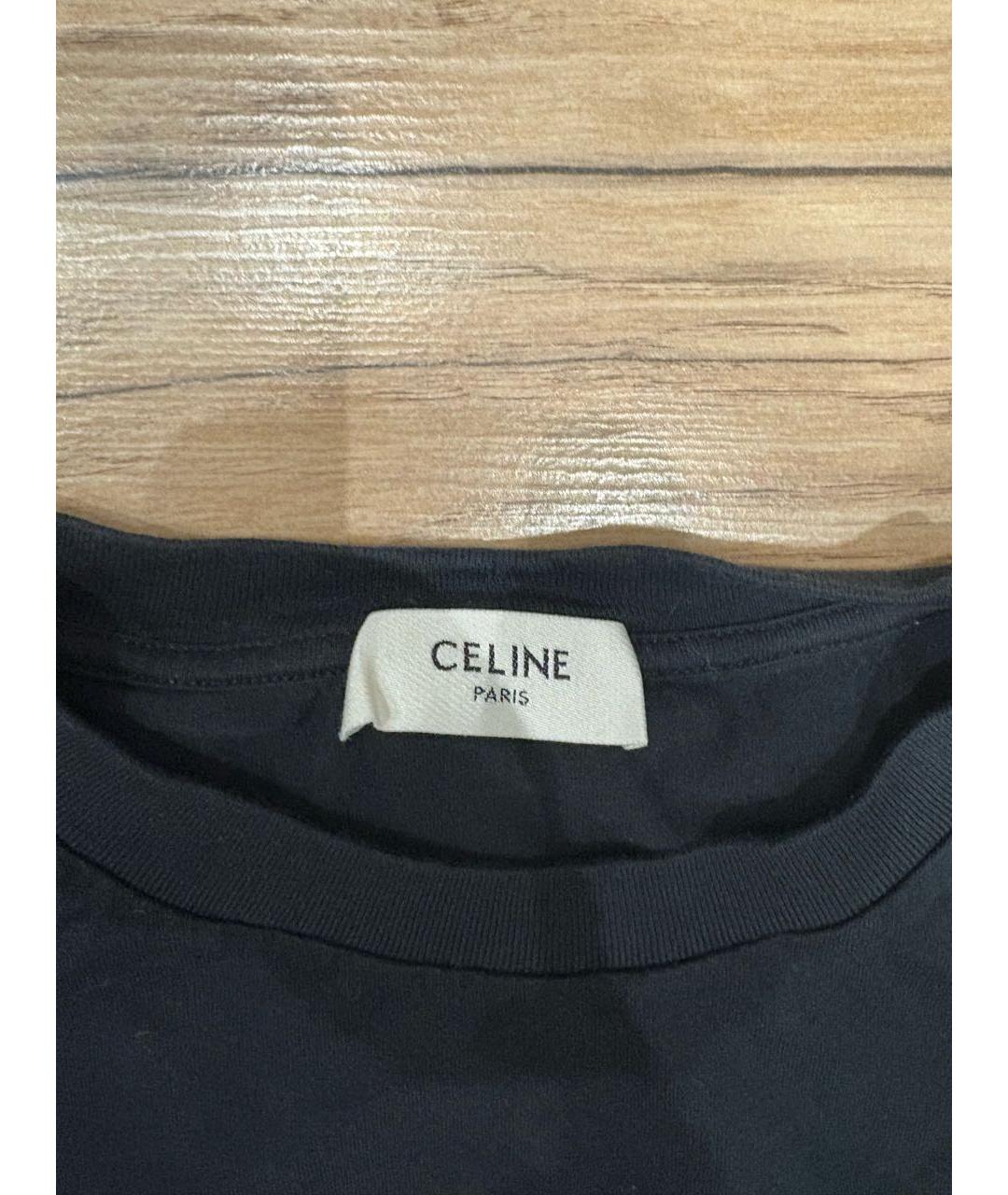 CELINE Черная хлопковая футболка, фото 2