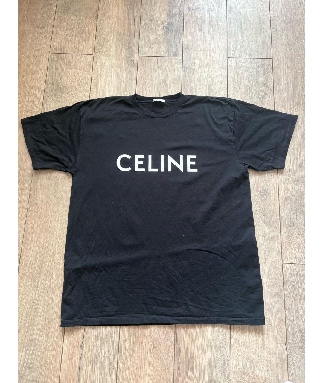 CELINE Черная хлопковая футболка, фото 4
