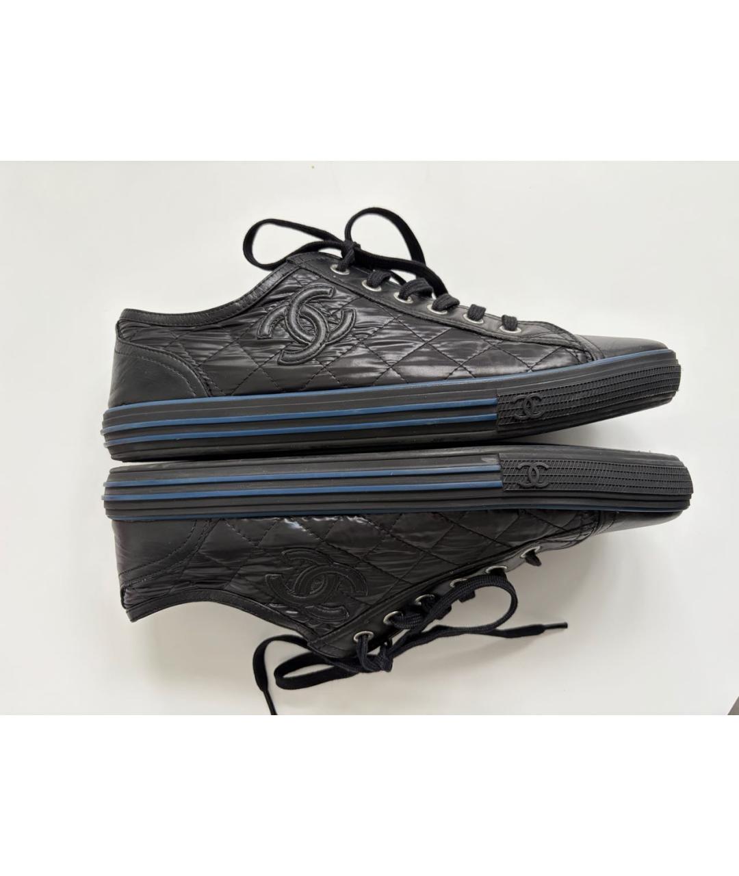 CHANEL Черные кожаные кеды, фото 4