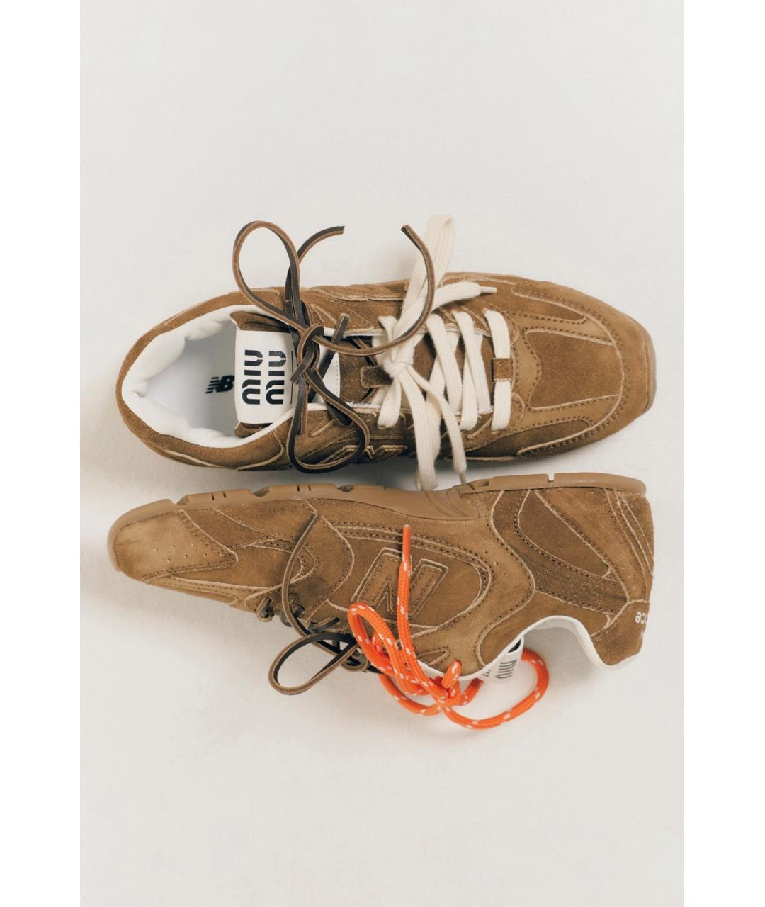 MIU MIU Коричневые замшевые кроссовки, фото 2