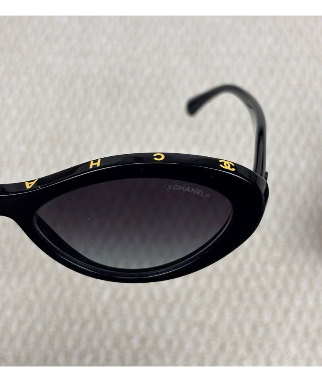 CHANEL Черные пластиковые солнцезащитные очки, фото 5