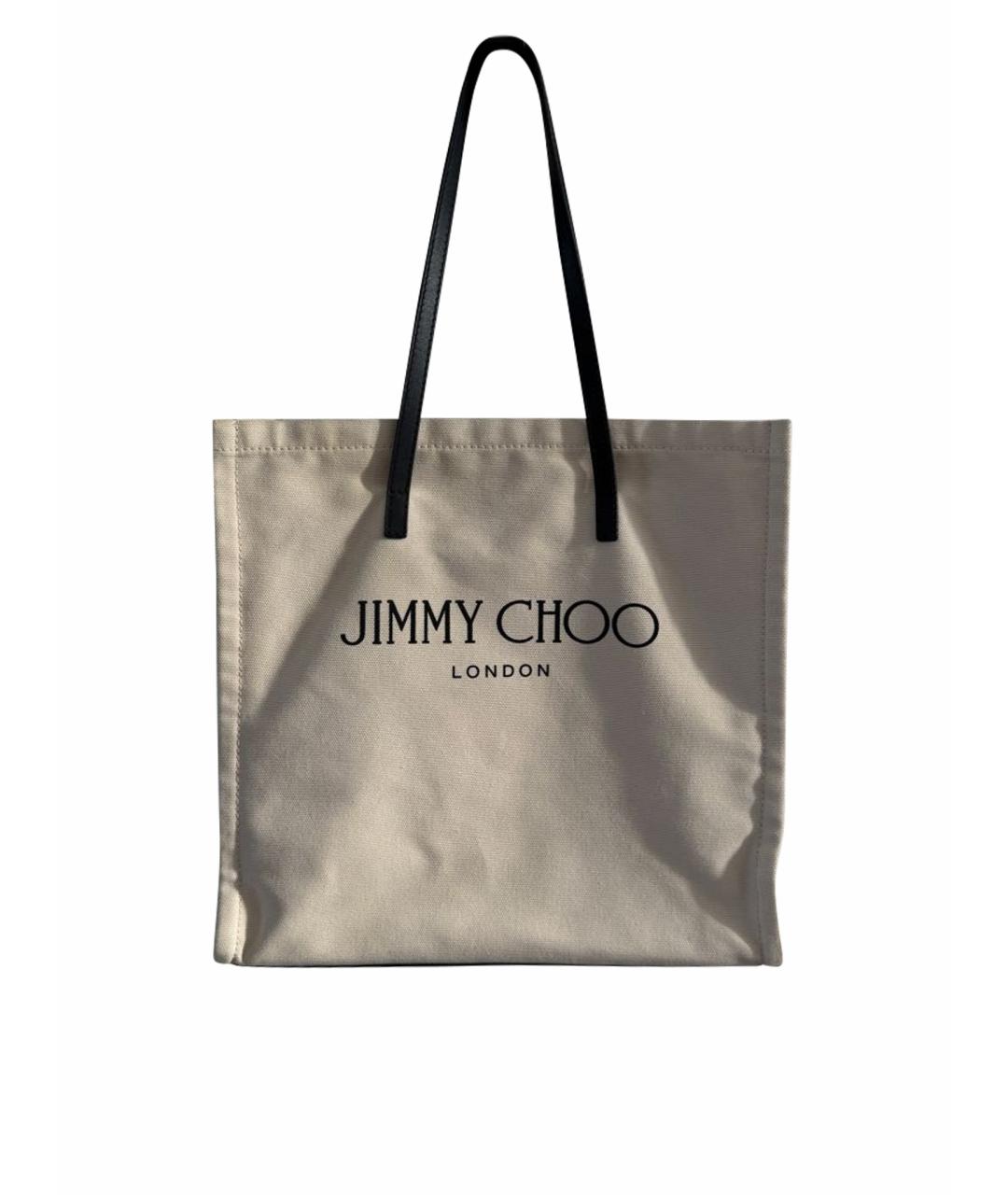 JIMMY CHOO Бежевая тканевая сумка тоут, фото 1