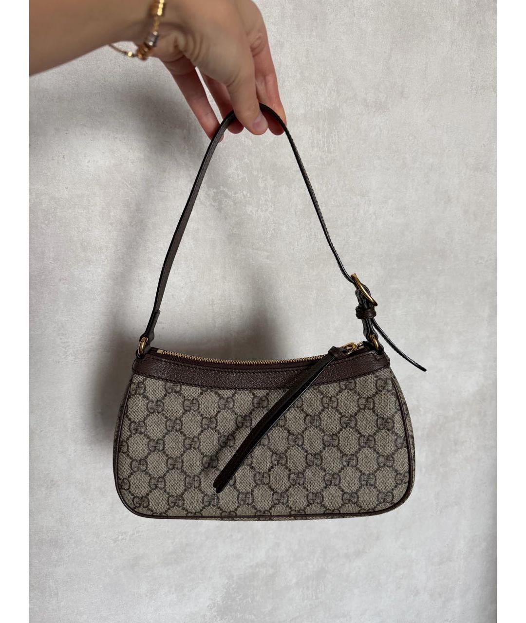 GUCCI Коричневая кожаная сумка через плечо, фото 2