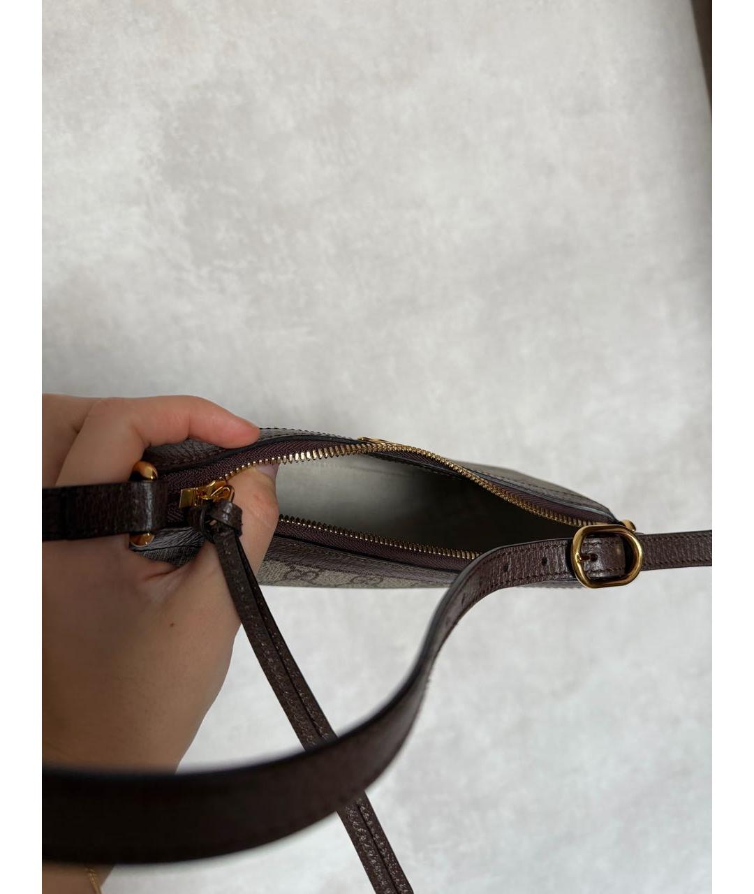 GUCCI Коричневая кожаная сумка через плечо, фото 4