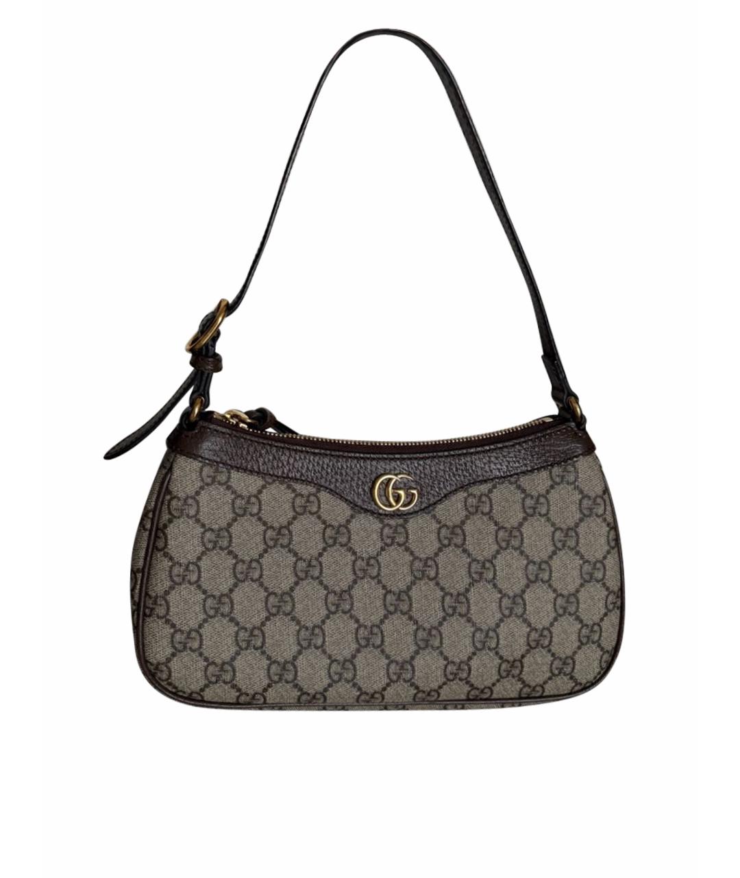 GUCCI Коричневая кожаная сумка через плечо, фото 1