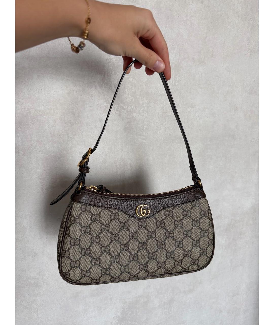 GUCCI Коричневая кожаная сумка через плечо, фото 5