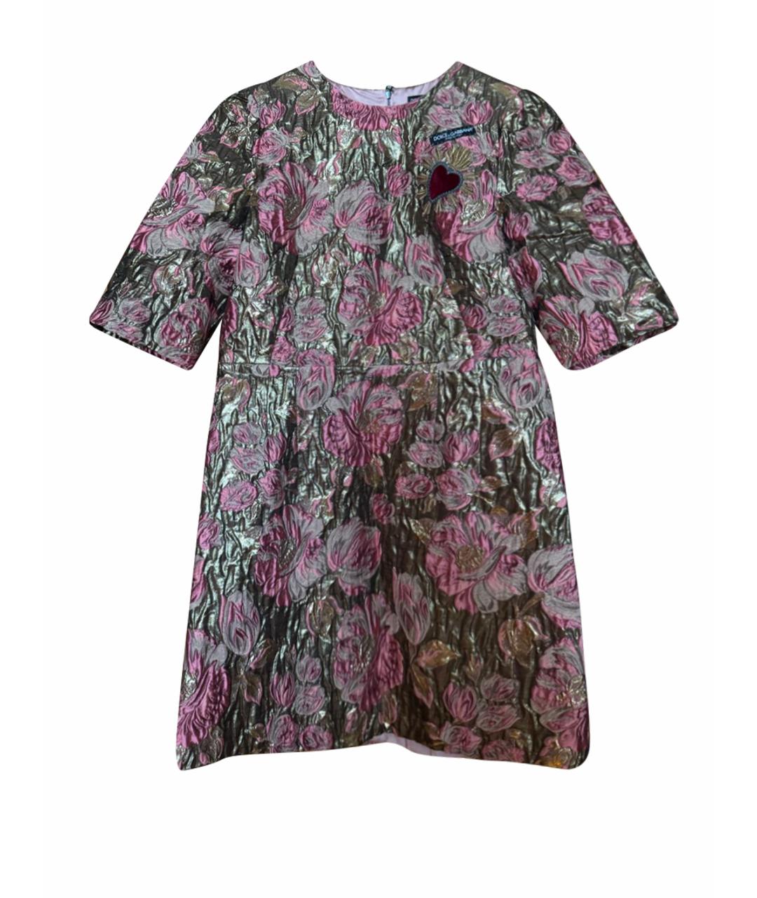 DOLCE&GABBANA Мульти полиэстеровое коктейльное платье, фото 7