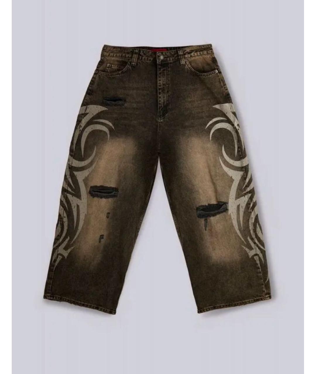 JADED LONDON Коричневые хлопковые прямые джинсы, фото 4