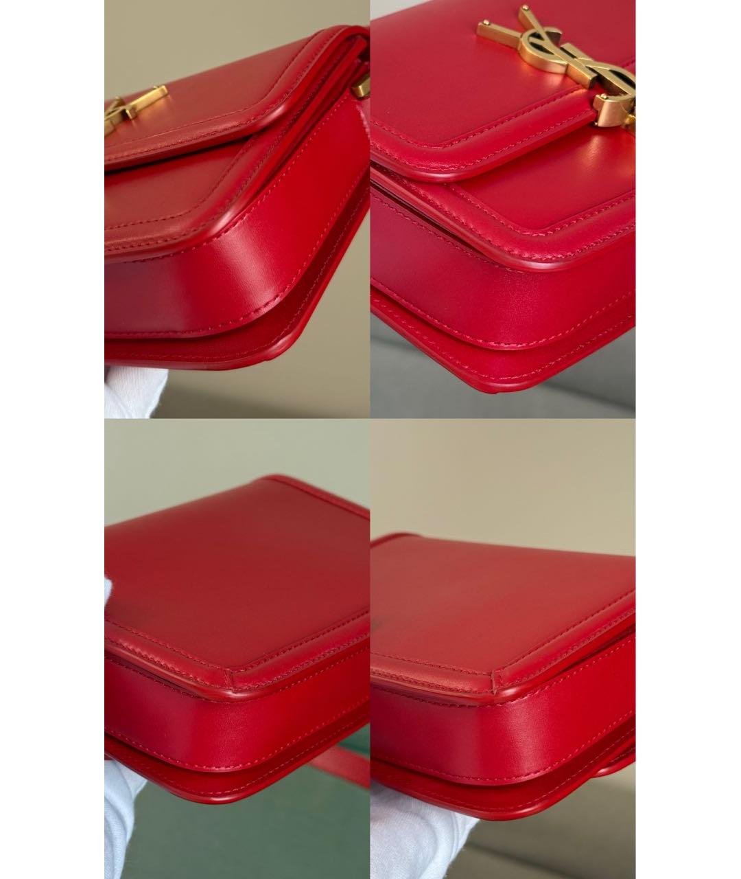 SAINT LAURENT Красная кожаная сумка через плечо, фото 4