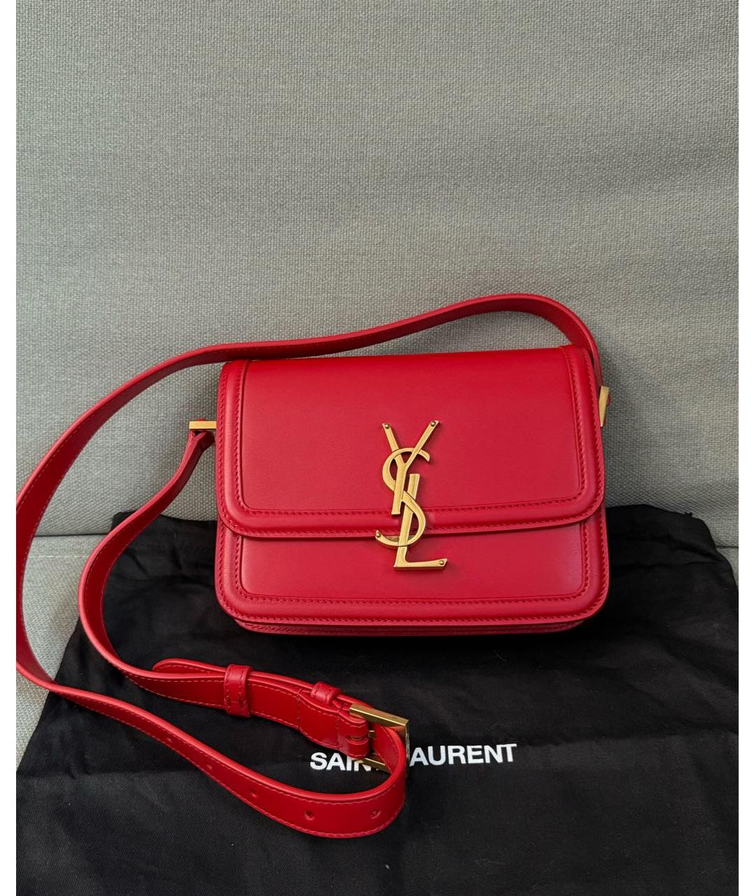 SAINT LAURENT Красная кожаная сумка через плечо, фото 2