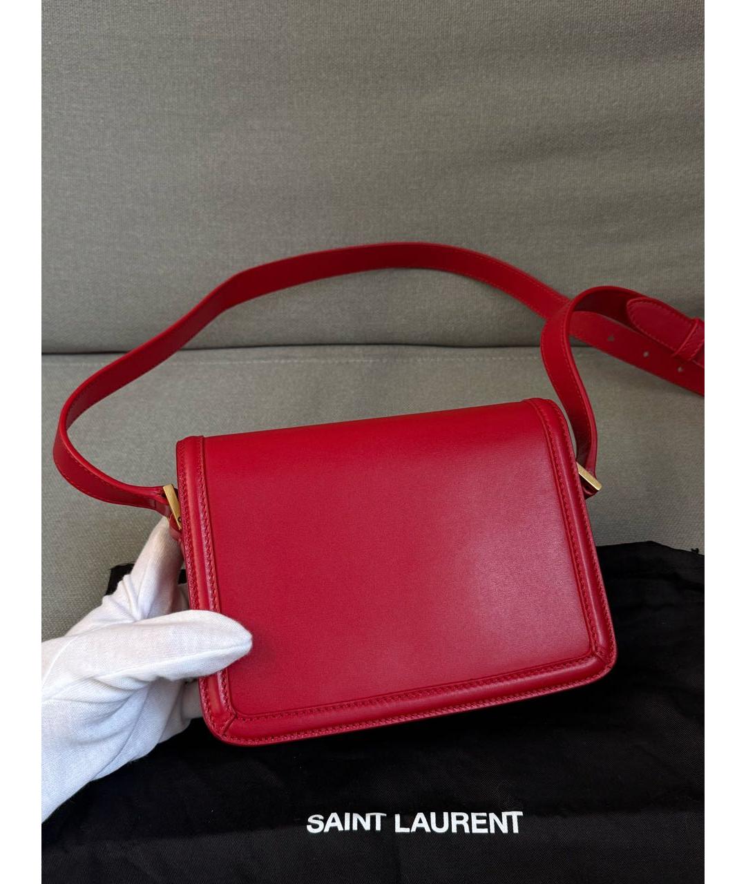SAINT LAURENT Красная кожаная сумка через плечо, фото 3