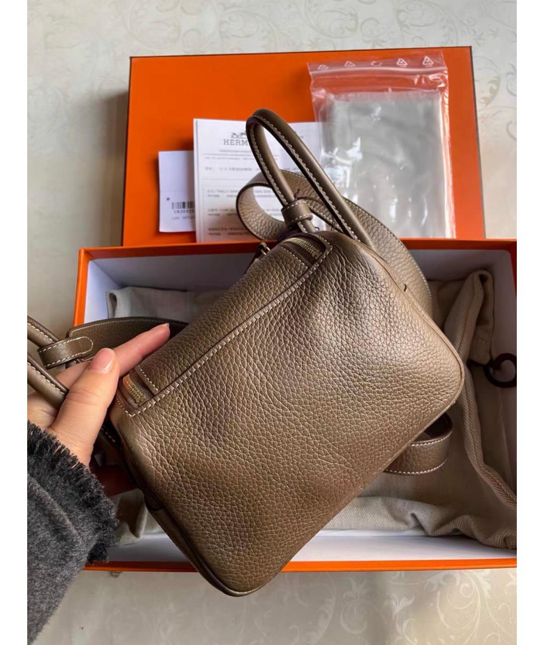 HERMES Коричневая кожаная сумка через плечо, фото 4