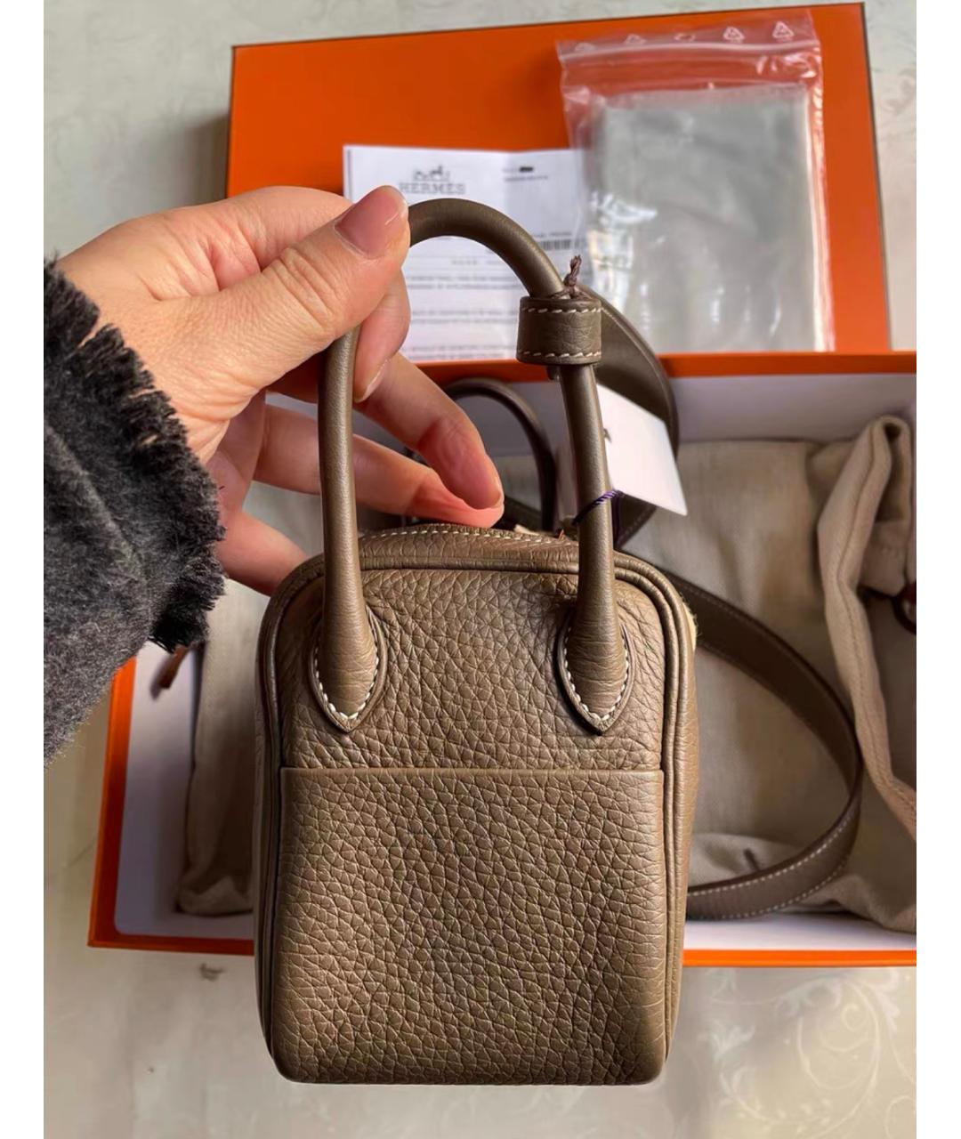 HERMES Коричневая кожаная сумка через плечо, фото 6