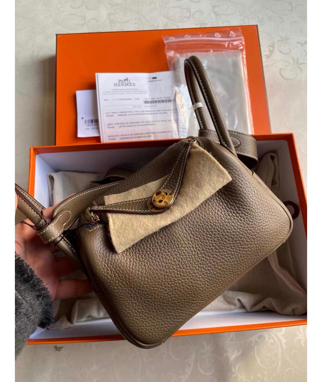 HERMES Коричневая кожаная сумка через плечо, фото 3