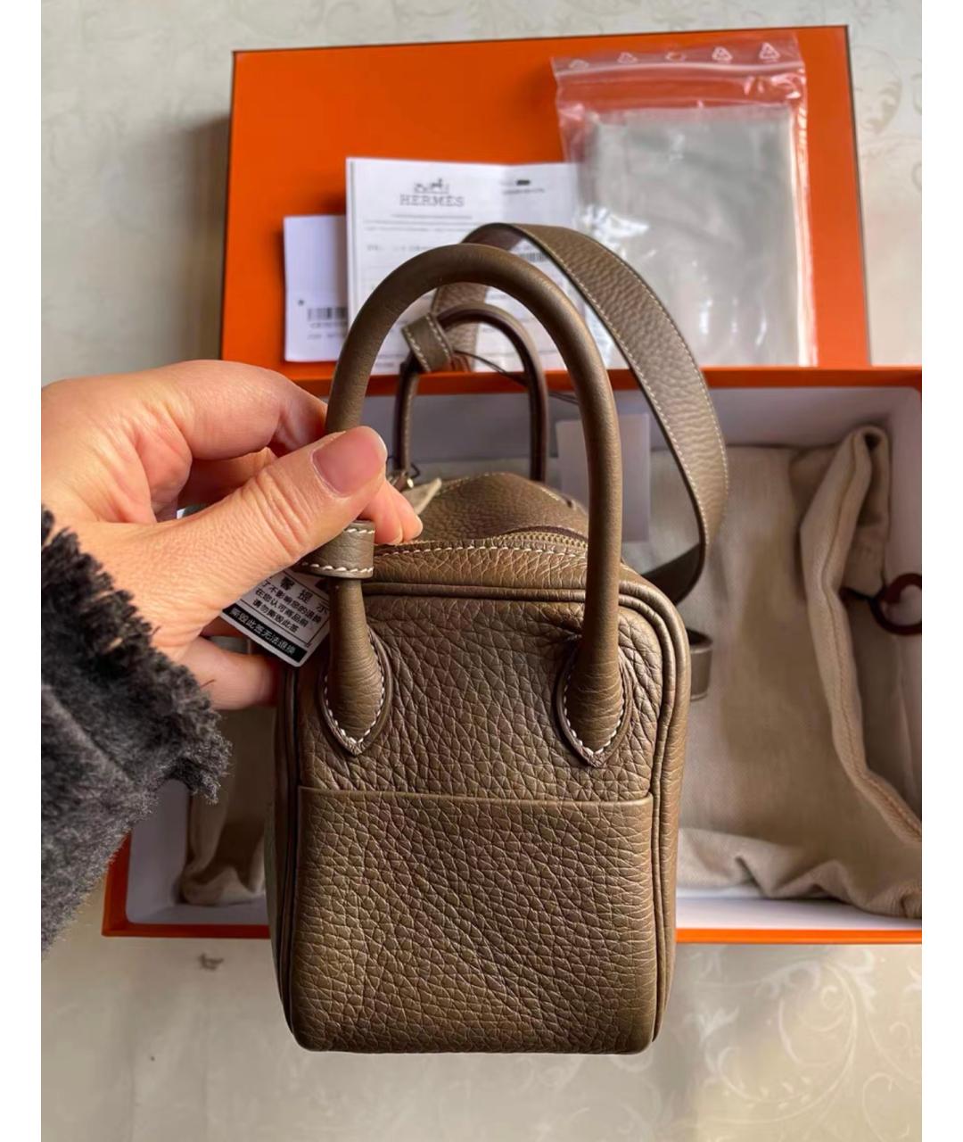 HERMES Коричневая кожаная сумка через плечо, фото 5