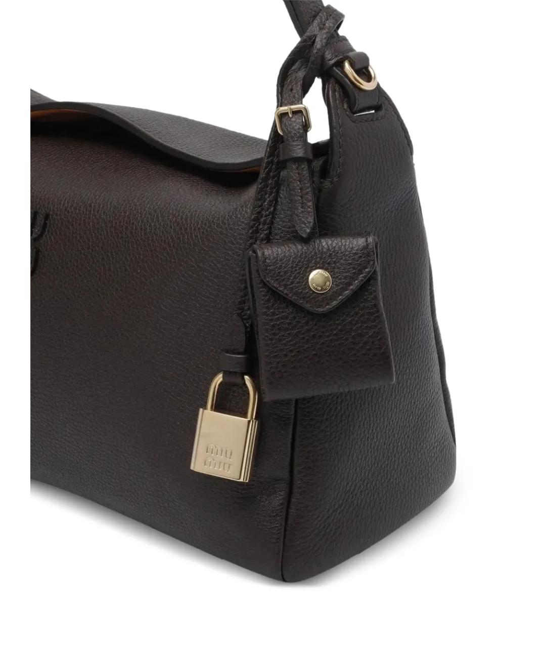 MIU MIU Коричневая кожаная сумка через плечо, фото 4