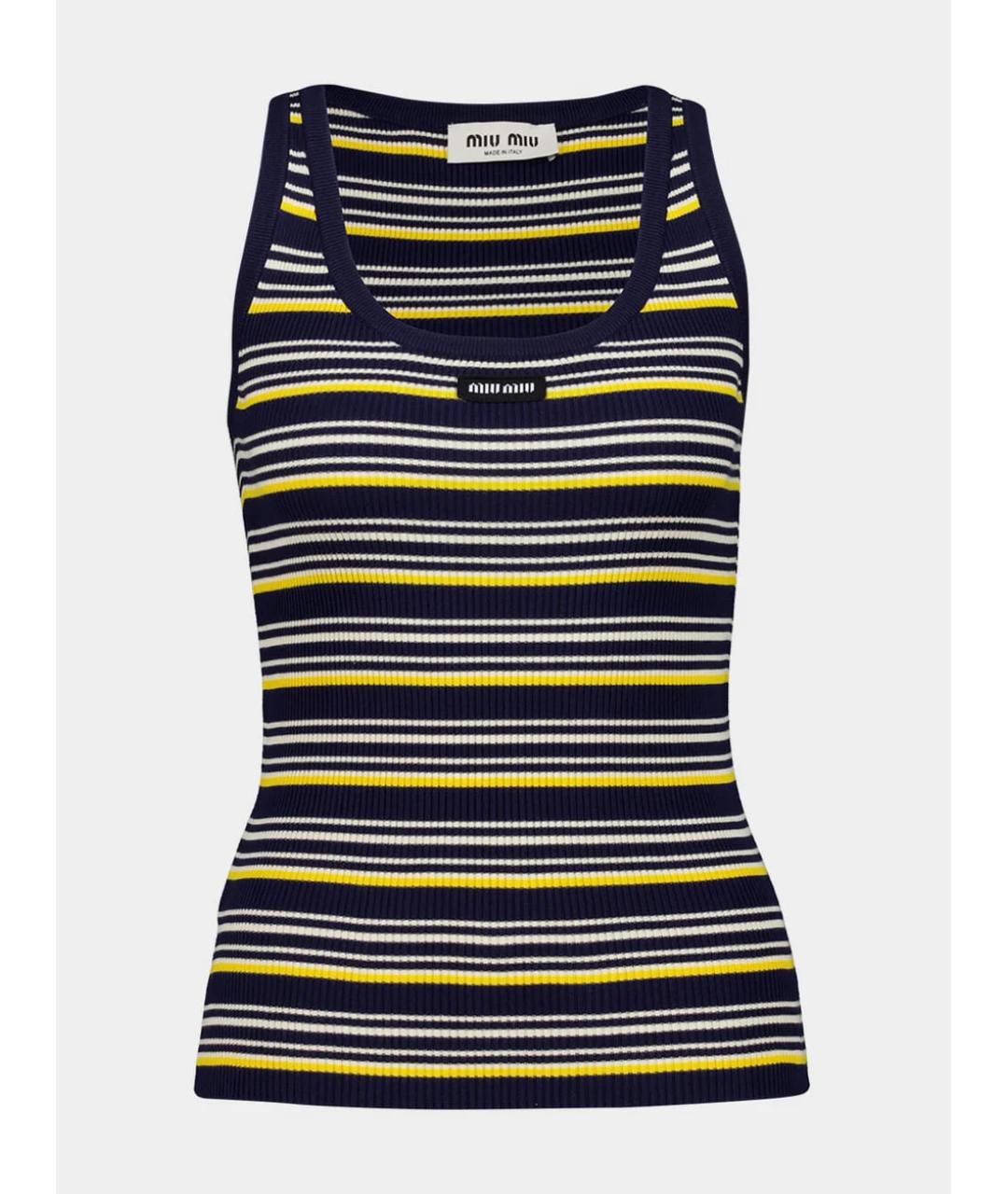 MIU MIU Темно-синяя майка, фото 3