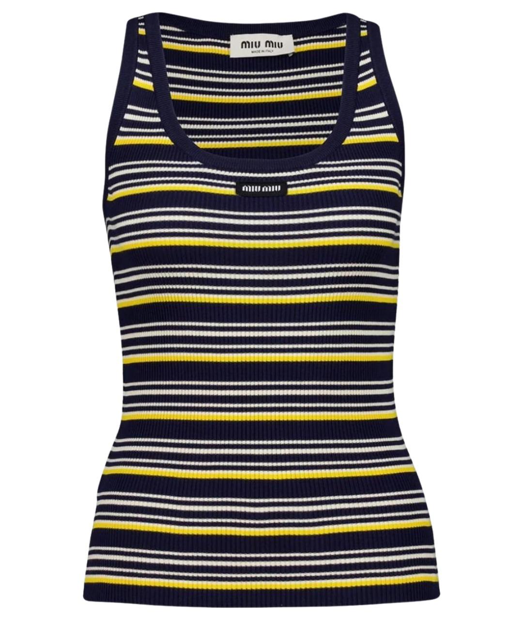 MIU MIU Темно-синяя майка, фото 1