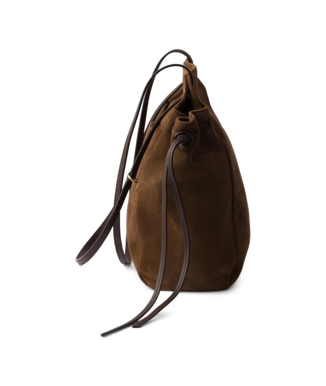 PRADA Коричневая замшевая сумка тоут, фото 4