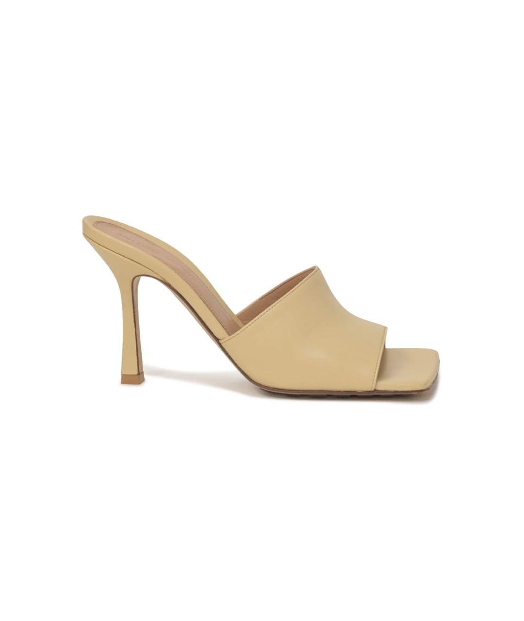 BOTTEGA VENETA Бежевые кожаные мюли, фото 4