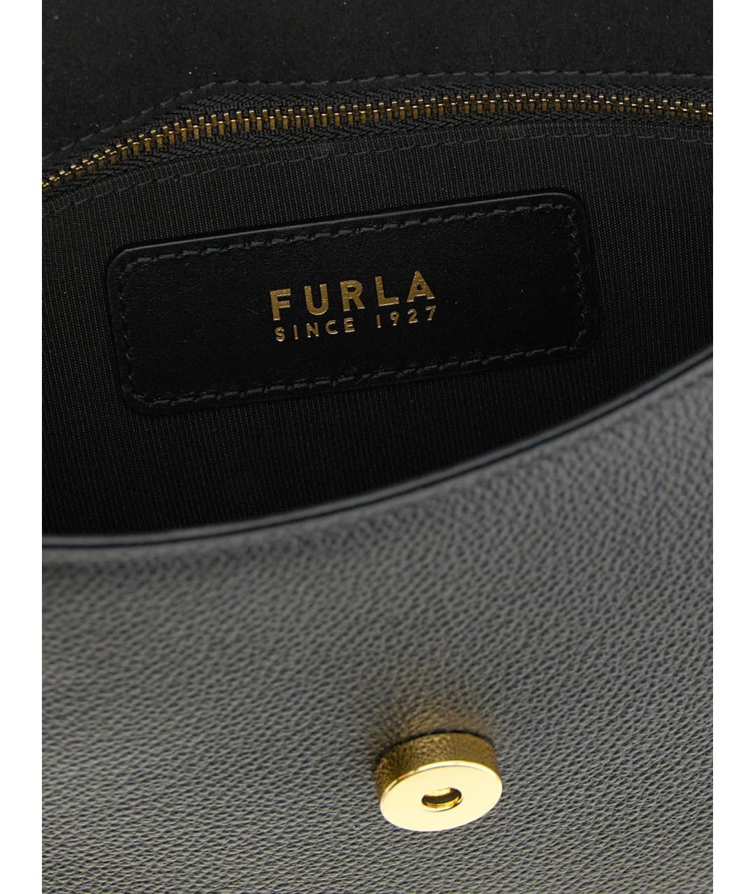 FURLA Черная кожаная сумка через плечо, фото 4