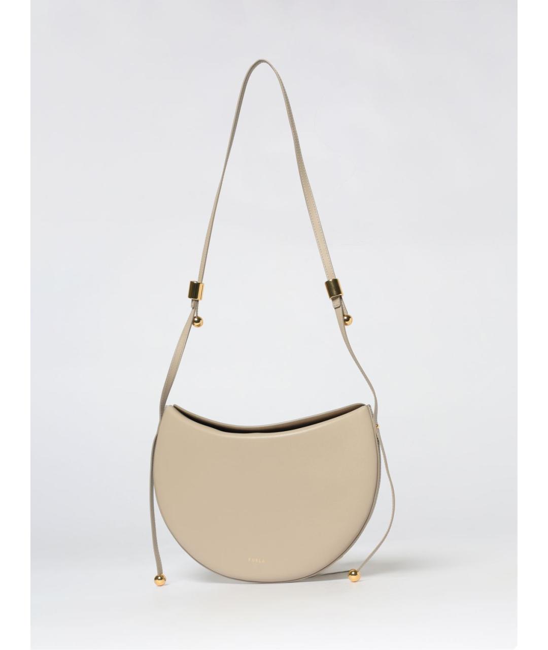 FURLA Бежевая кожаная сумка с короткими ручками, фото 3