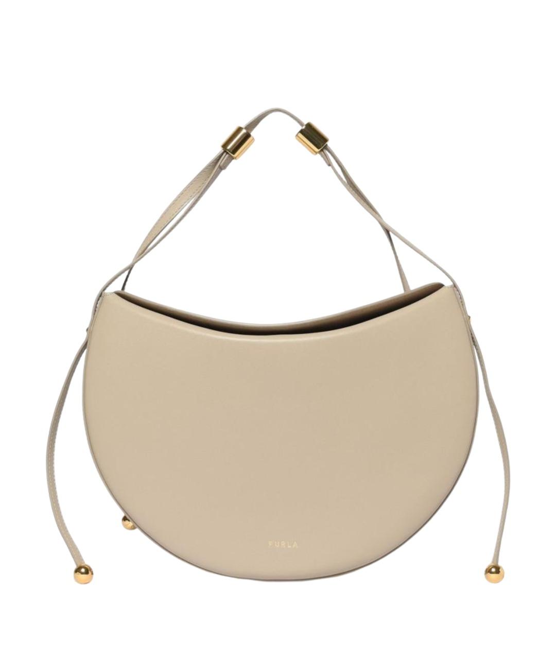 FURLA Бежевая кожаная сумка с короткими ручками, фото 1