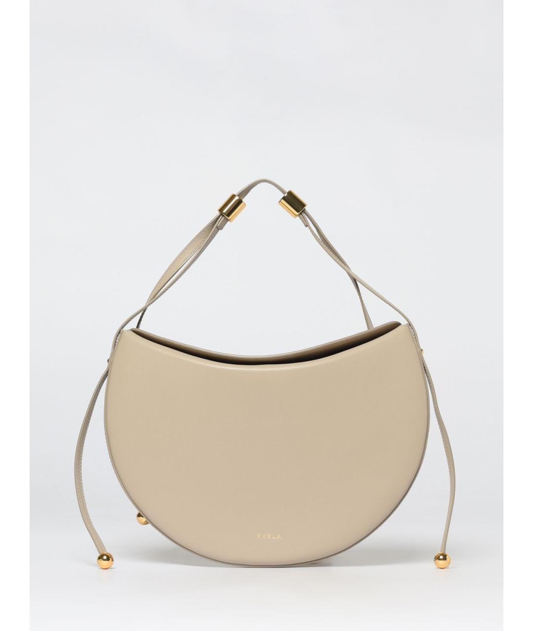 FURLA Бежевая кожаная сумка с короткими ручками, фото 5