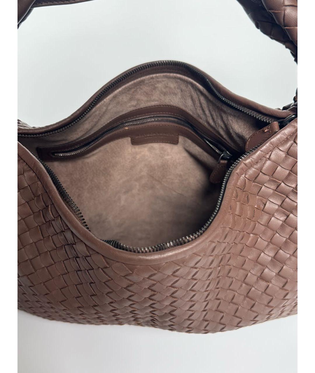 BOTTEGA VENETA Коричневая кожаная сумка через плечо, фото 4