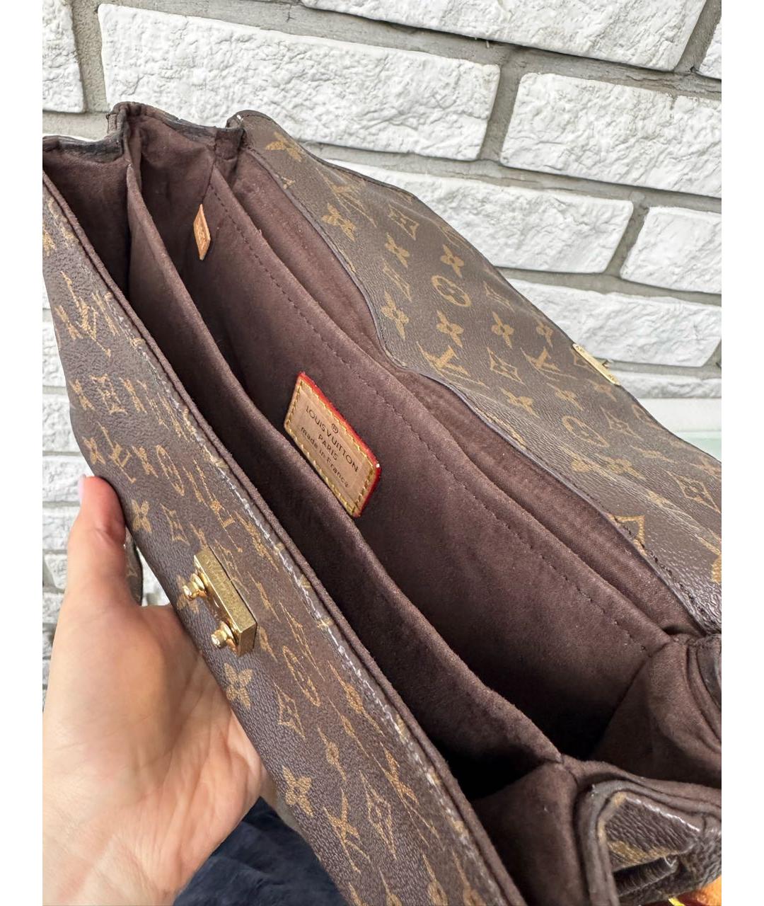 LOUIS VUITTON Коричневая кожаная сумка через плечо, фото 4