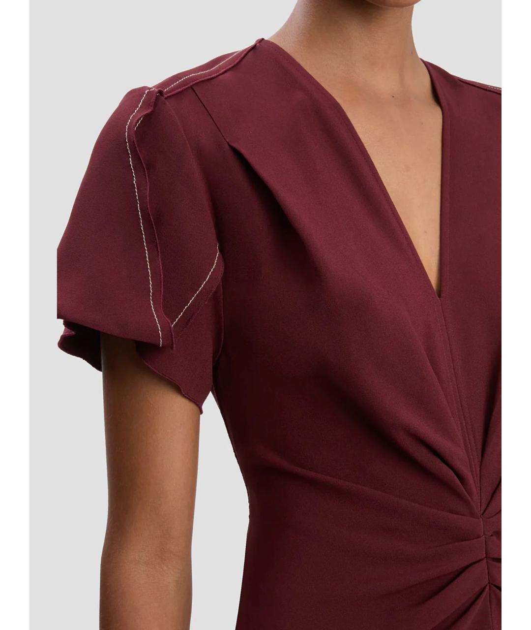 VICTORIA BECKHAM Бордовое повседневное платье, фото 5