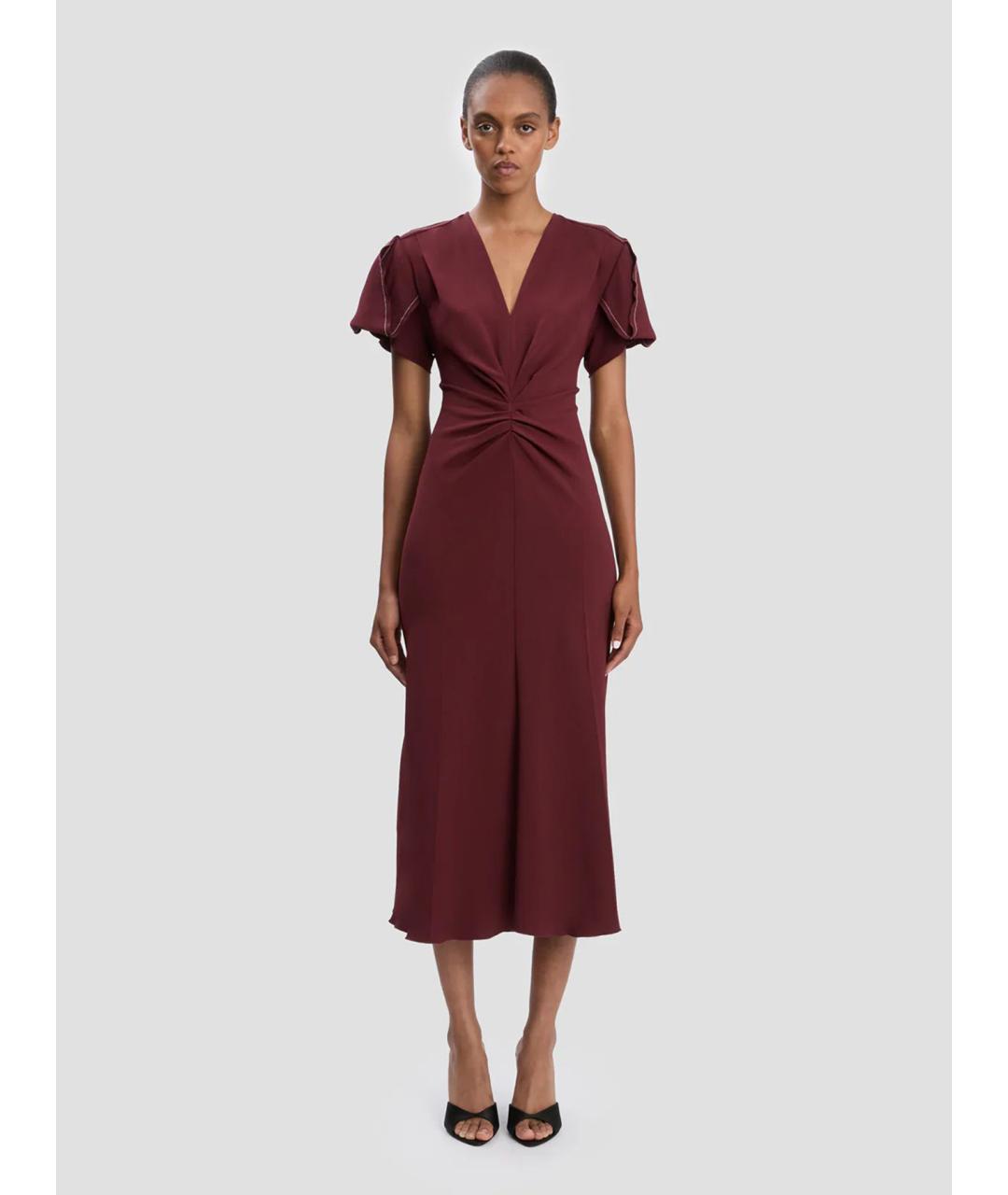 VICTORIA BECKHAM Бордовое повседневное платье, фото 2