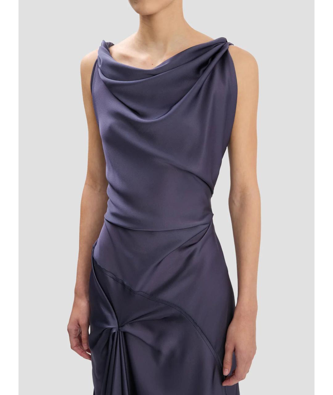 VICTORIA BECKHAM Синее ацетатное вечернее платье, фото 5