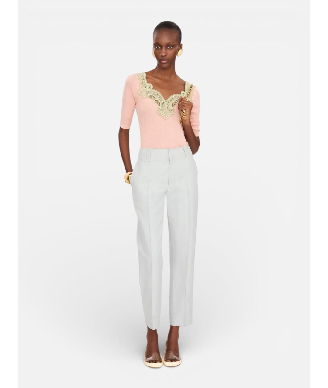 CHLOE Серые льняные прямые брюки, фото 2