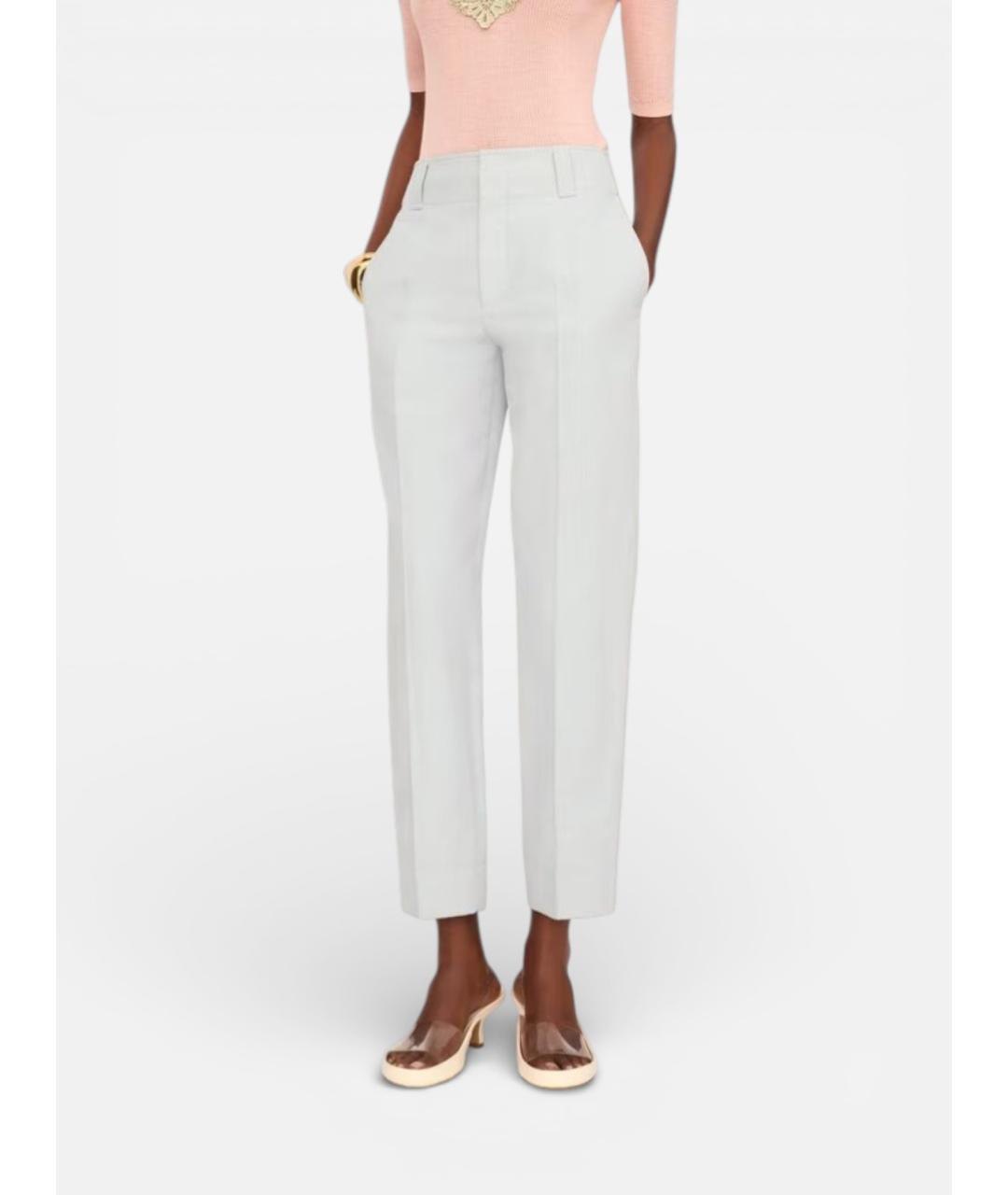 CHLOE Серые льняные прямые брюки, фото 3
