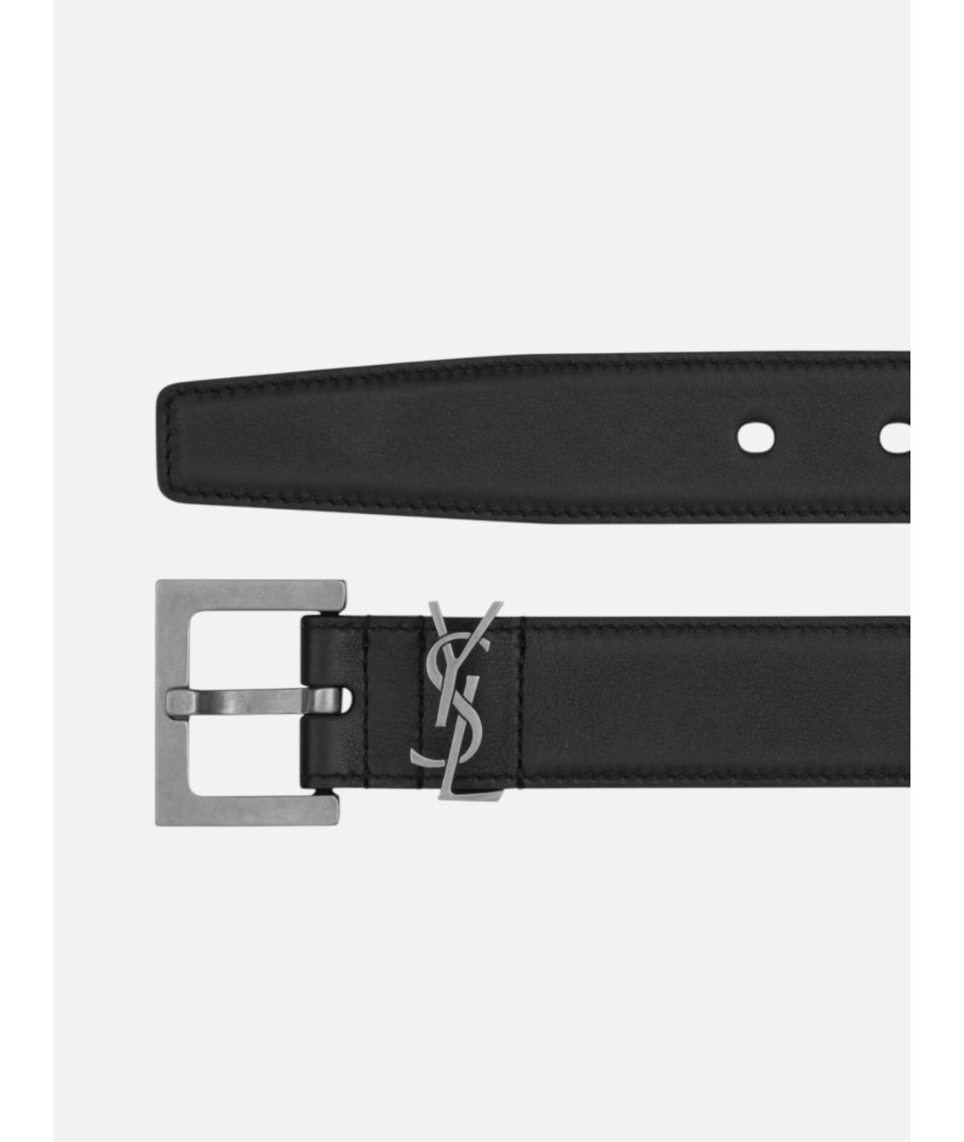 SAINT LAURENT Черный кожаный ремень, фото 2