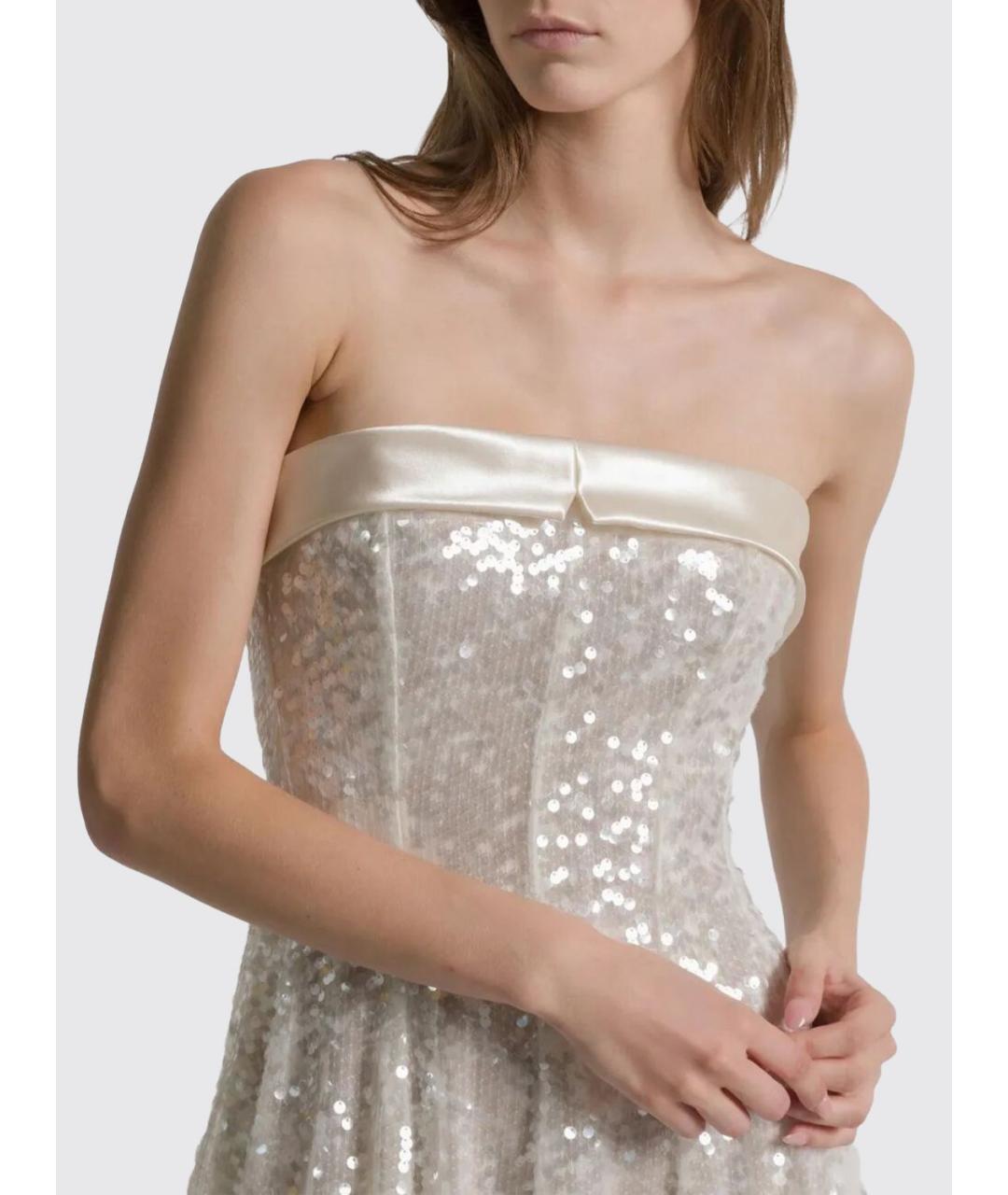 ALBERTA FERRETTI Белое полиэстеровое вечернее платье, фото 3