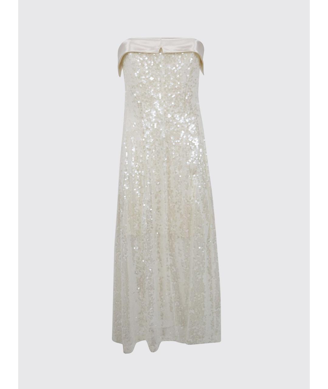 ALBERTA FERRETTI Белое полиэстеровое вечернее платье, фото 4