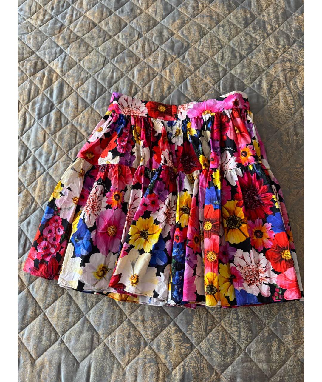 DOLCE&GABBANA Мульти хлопковая юбка мини, фото 2