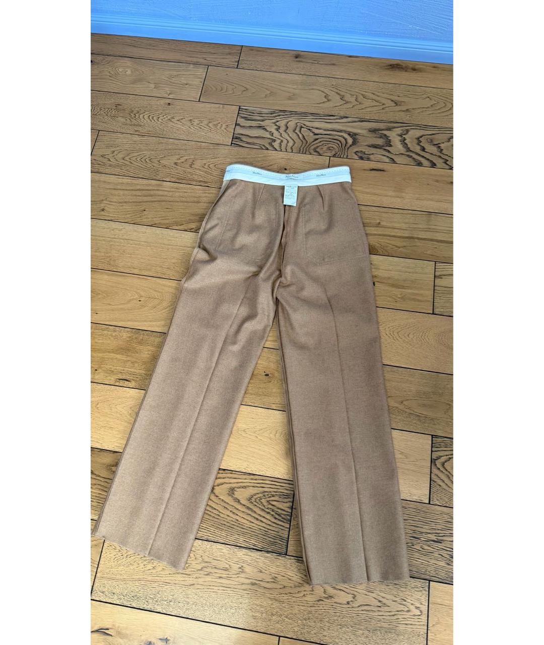 MAX MARA Коричневые шерстяные прямые брюки, фото 4