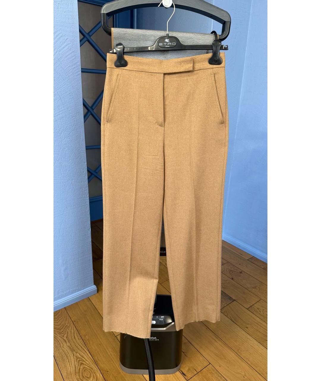 MAX MARA Коричневые шерстяные прямые брюки, фото 6