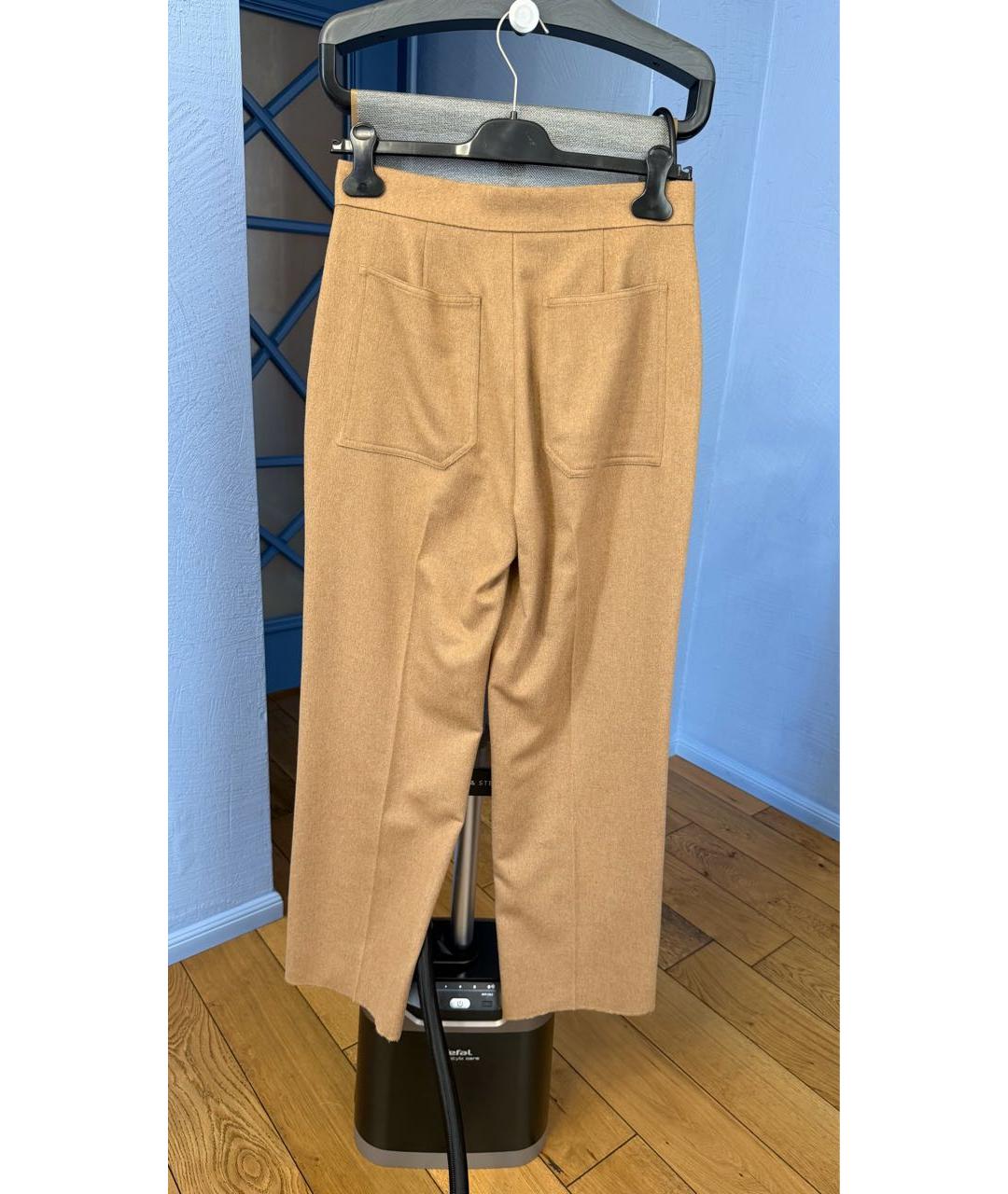 MAX MARA Коричневые шерстяные прямые брюки, фото 2