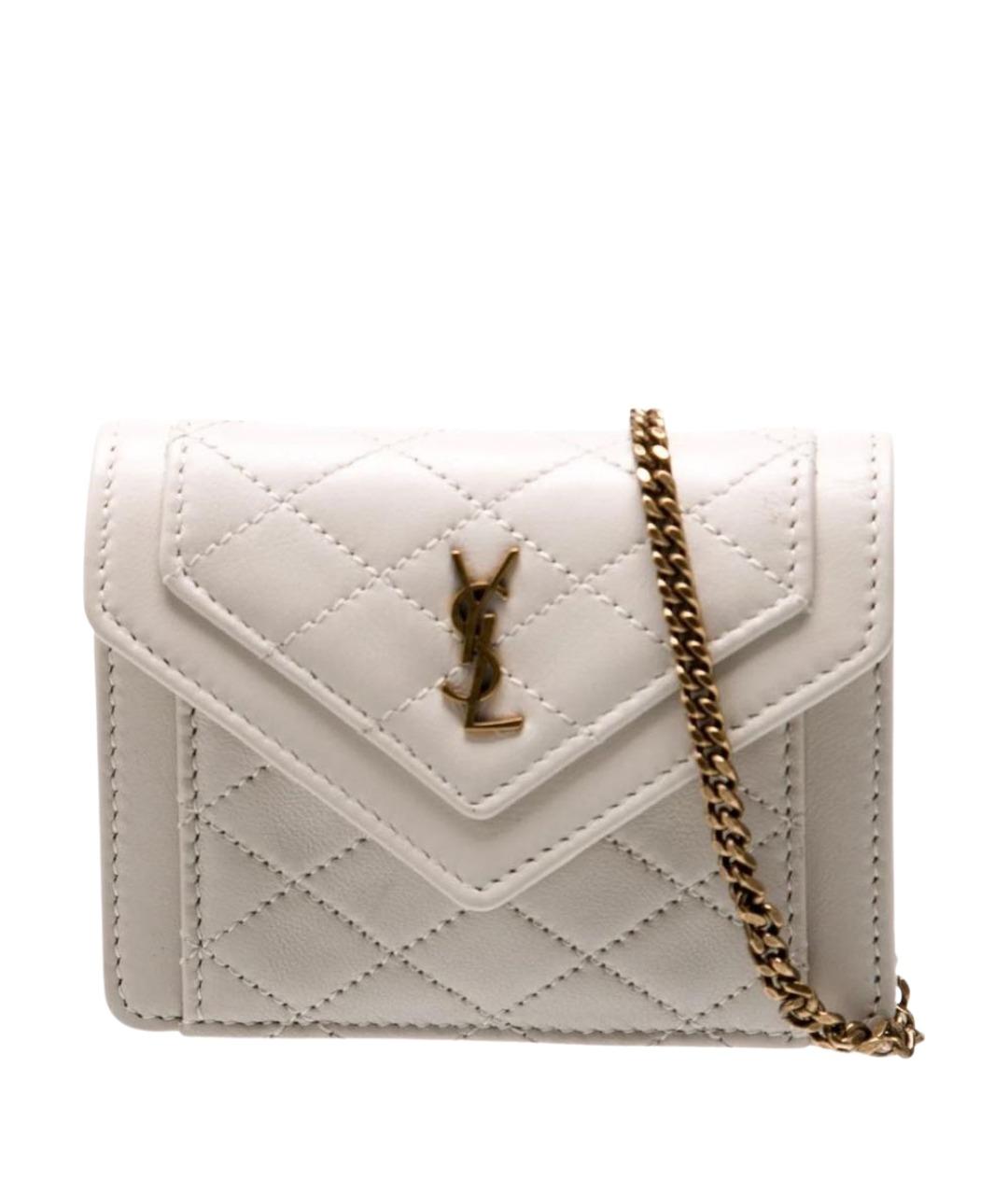 SAINT LAURENT Белая кожаная сумка через плечо, фото 1