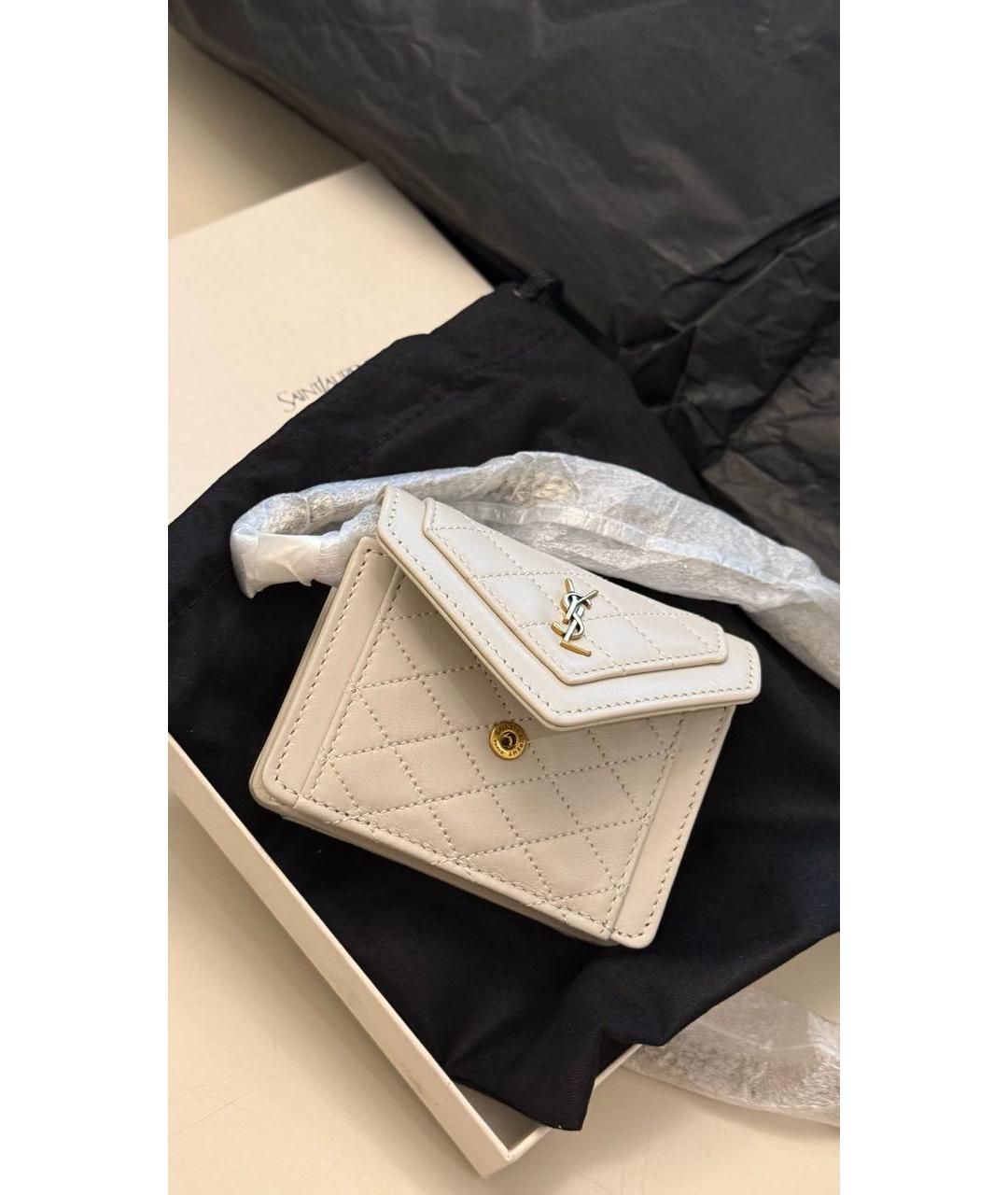SAINT LAURENT Белая кожаная сумка через плечо, фото 2